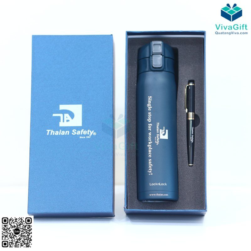 Set Quà Tặng Bút + Bình Giữ Nhiệt LocknLock GS139 - Quatangviva.com