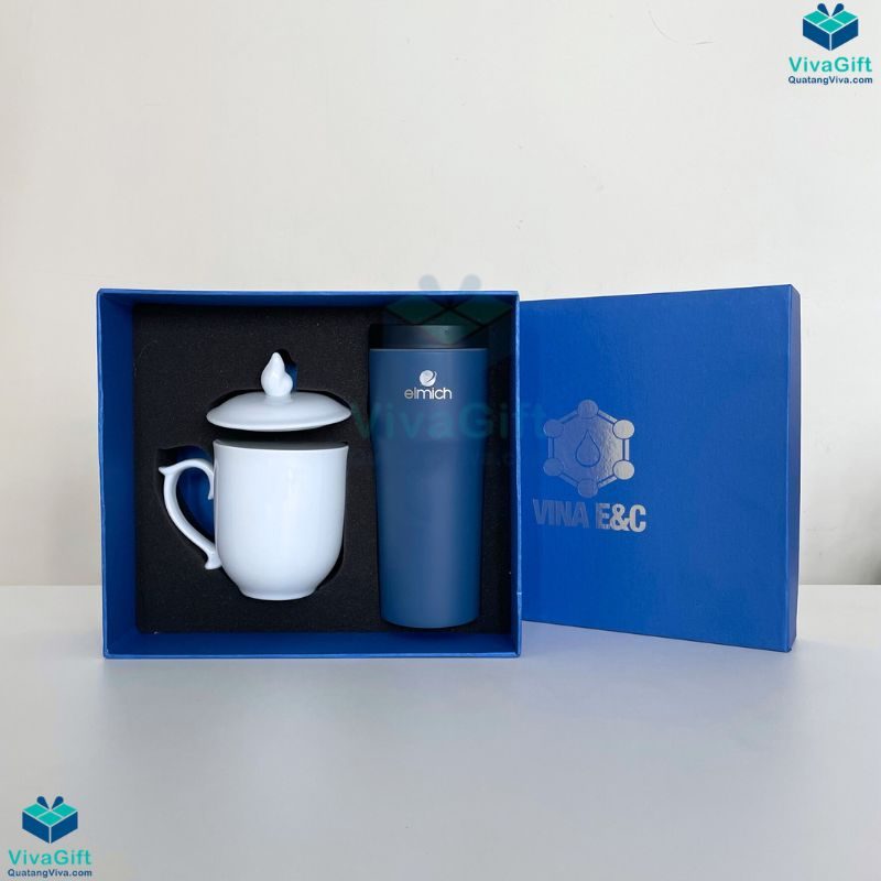 Set Quà Tặng Ly Sứ Ly Giữ Nhiệt Vina E&C