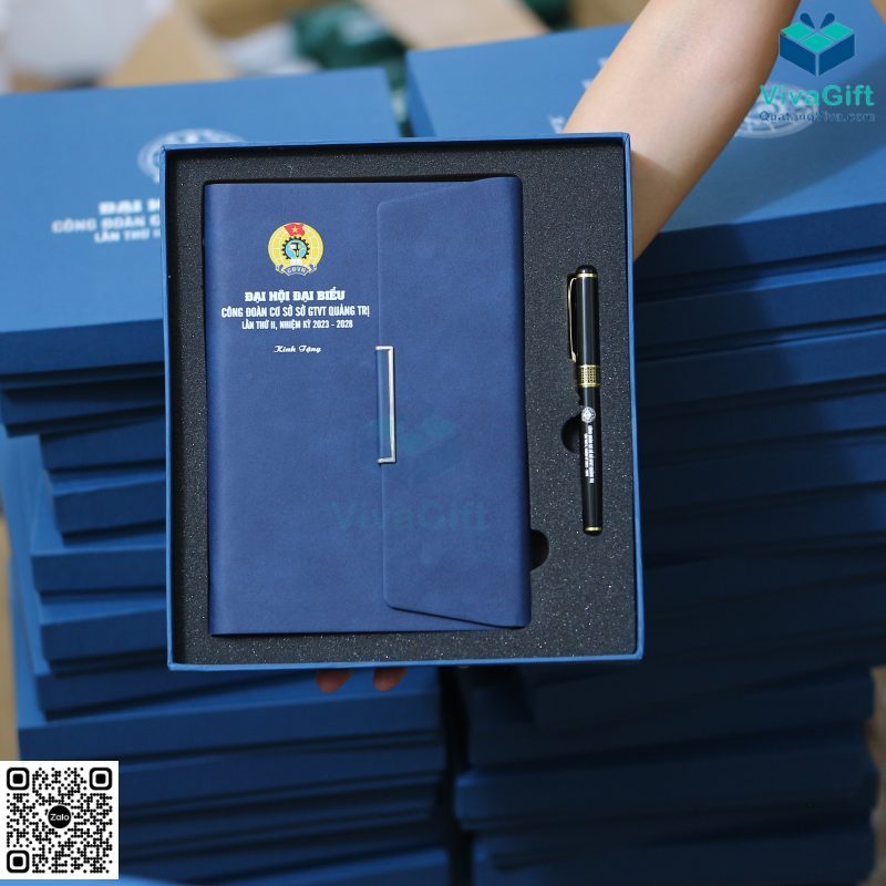 Set Quà Tặng Sổ Tay Bìa Còng + Bút GS101 In Logo