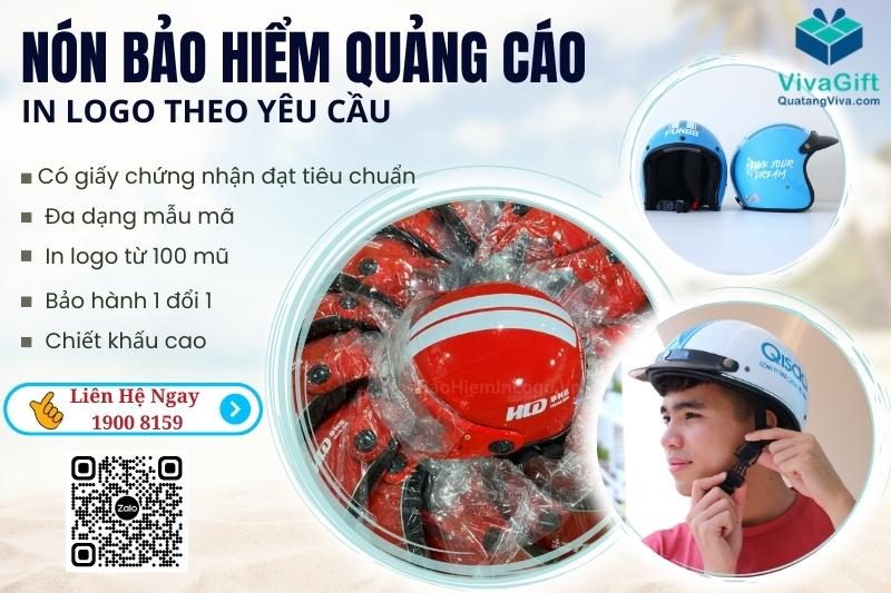 Vivagift nhận sản xuất nón bảo hiểm quảng cáo, in logo theo yêu cầu khách hàng
