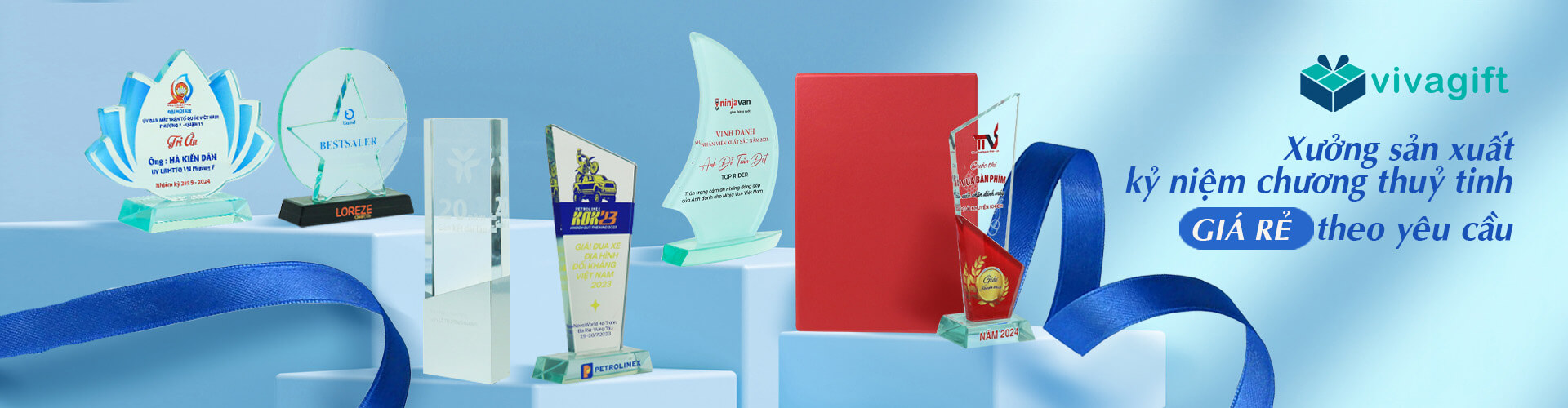 Xưởng sản xuất kỷ niệm chương thủy tinh giá rẻ, thiết kế theo yêu cầu giá chỉ từ 100k - Quà tặng Viva