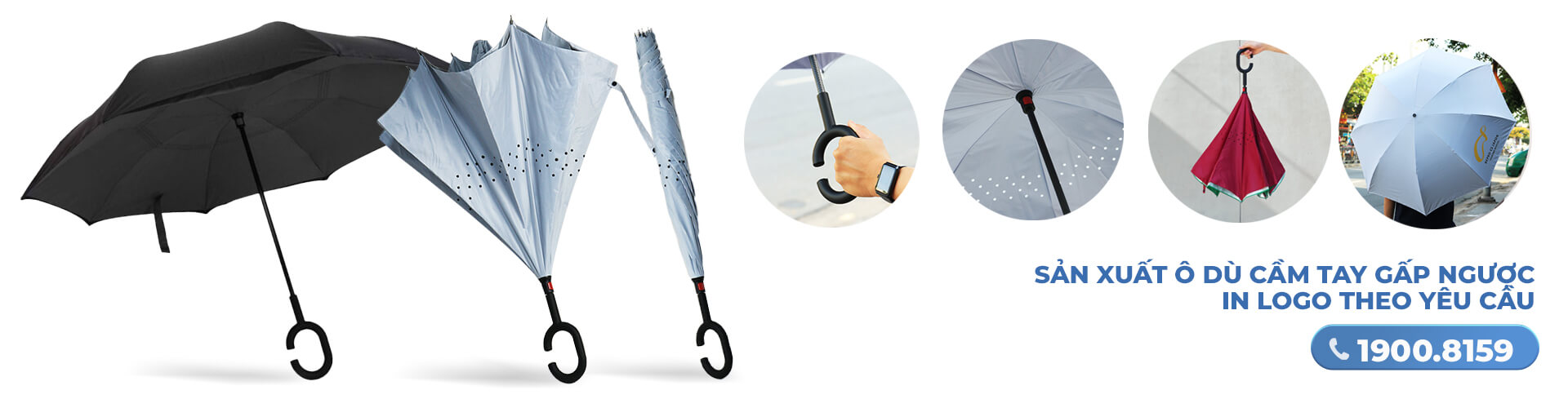 Sản Xuất Và In Logo Dù Xếp Ngược Giá Sỉ - Quà Tặng Viva