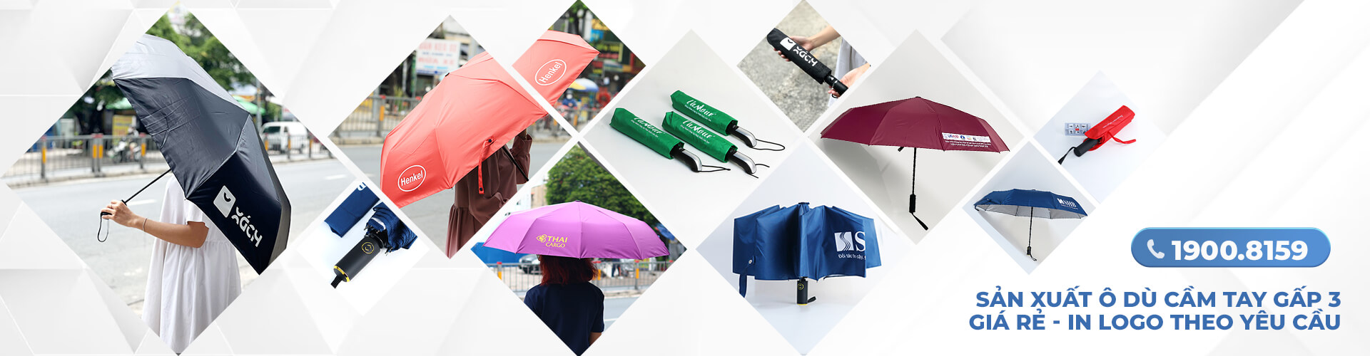 Xưởng Sản Xuất Ô Dù Cầm Tay Gấp 3 Giá Rẻ - In Logo Theo Yêu Cầu