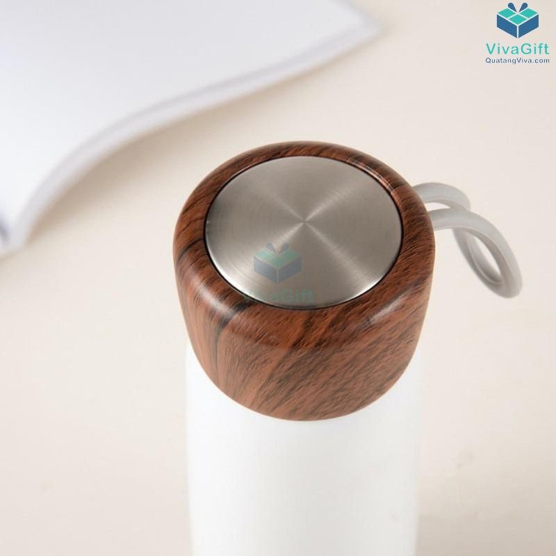 Bình giữ nhiệt nắp gỗ Delecate 500ml Q033 khắc theo yêu cầu