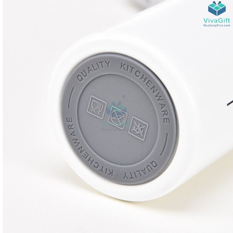 Bình Giữ Nhiệt Nắp Vân Gỗ Có Quai 500ml Q087 khắc nội dung theo yêu cầu