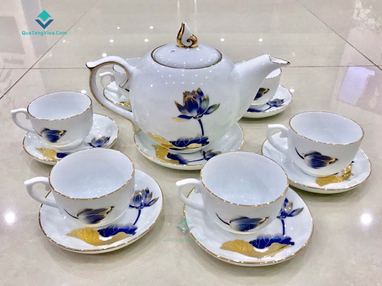 bộ ấm chén bát tràng in logo doanh nghiệp