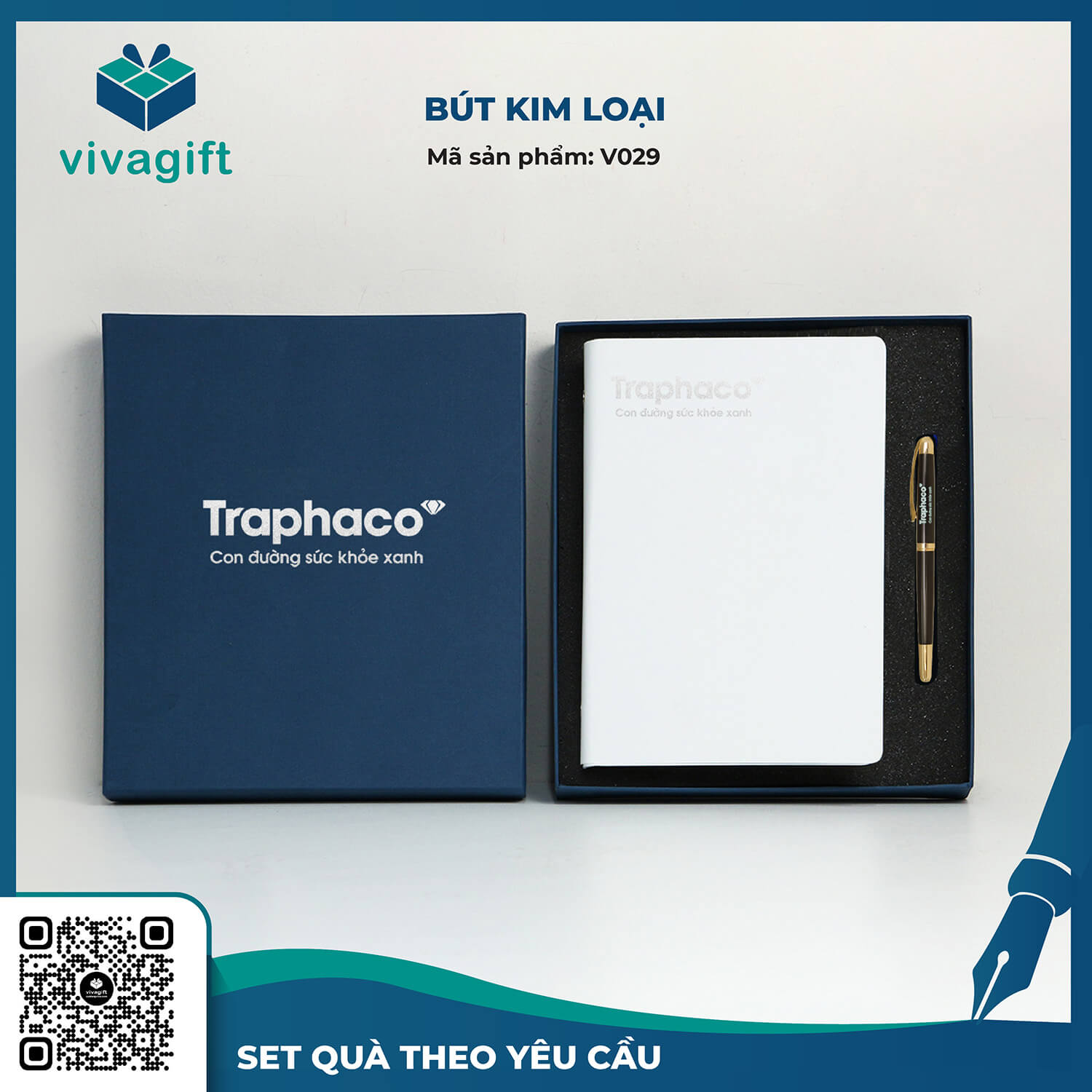 Bút Bi Kim Loại Nắp Đậy Khắc Tên V029 - Quà Tặng Viva
