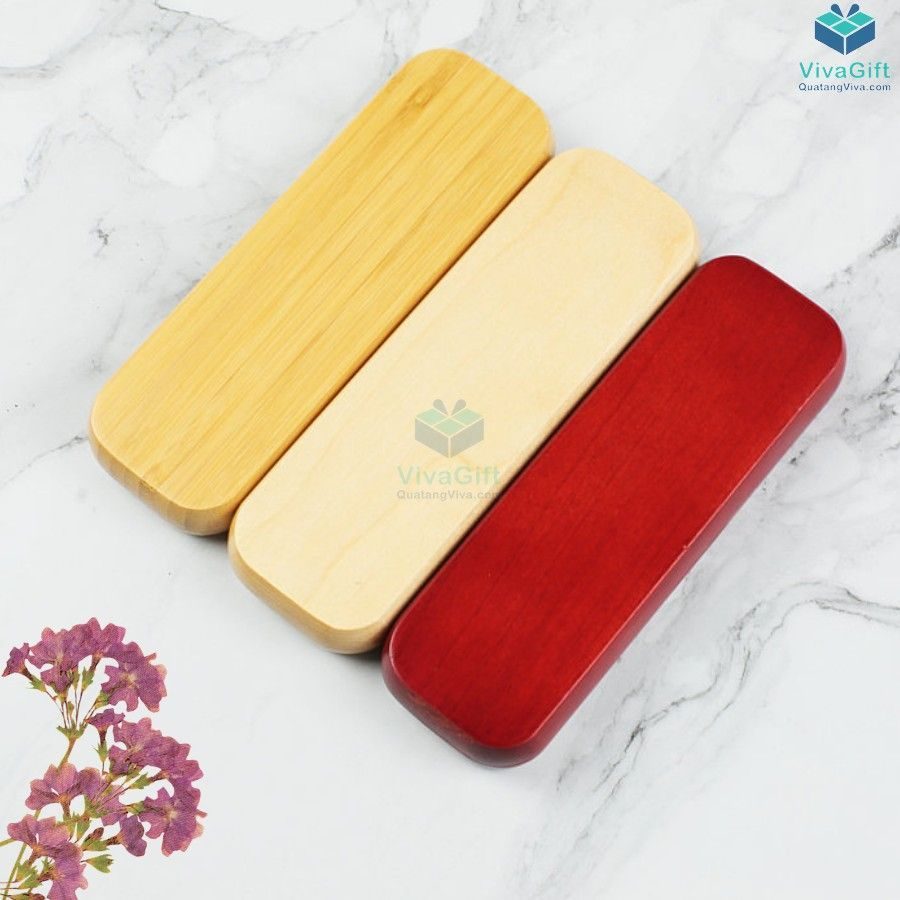 Hộp bút gỗ quà tặng HV01 khắc tên theo yêu cầu