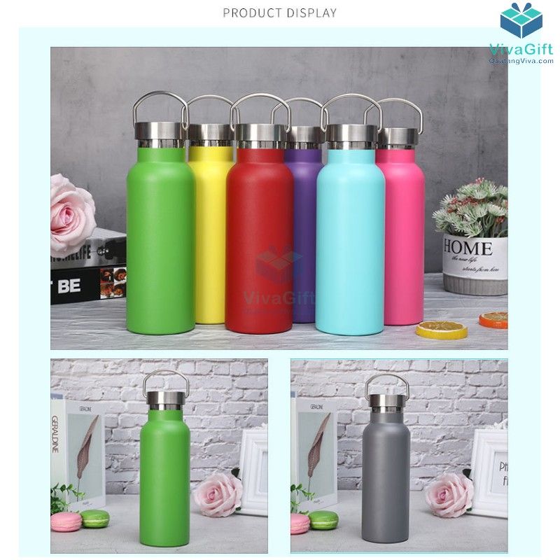 Bình Giữ Nhiệt Có Quai Xách 500ml Q128 khắc tên theo yêu cầu