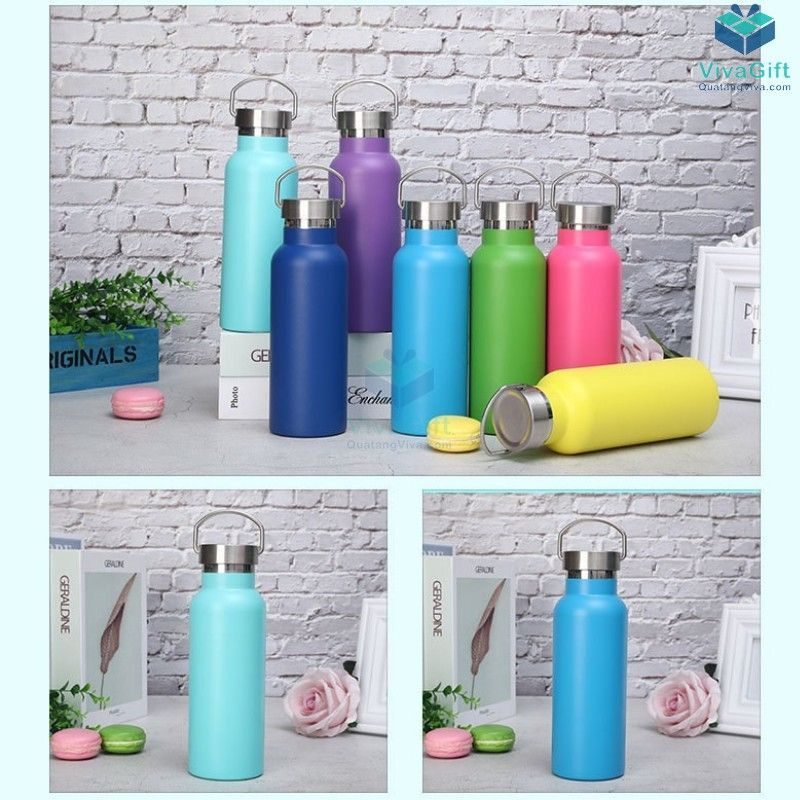 Bình Giữ Nhiệt Có Quai Xách 500ml Q128 khắc tên theo yêu cầu
