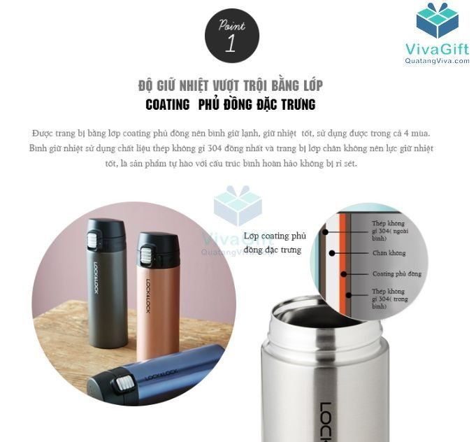 Bình Giữ Nhiệt Lock&Lock Colorful Tumbler Funcolor LHC3222 khắc logo công ty theo yêu cầu