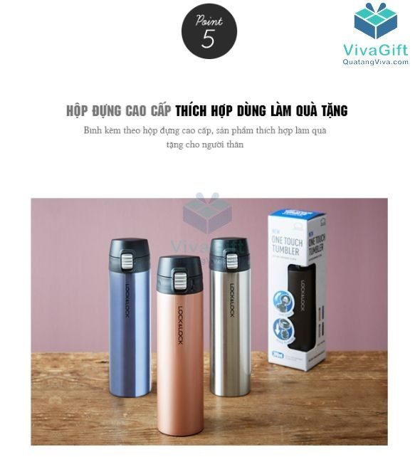 Bình Giữ Nhiệt Lock&Lock Colorful Tumbler Funcolor LHC3222 khắc logo công ty