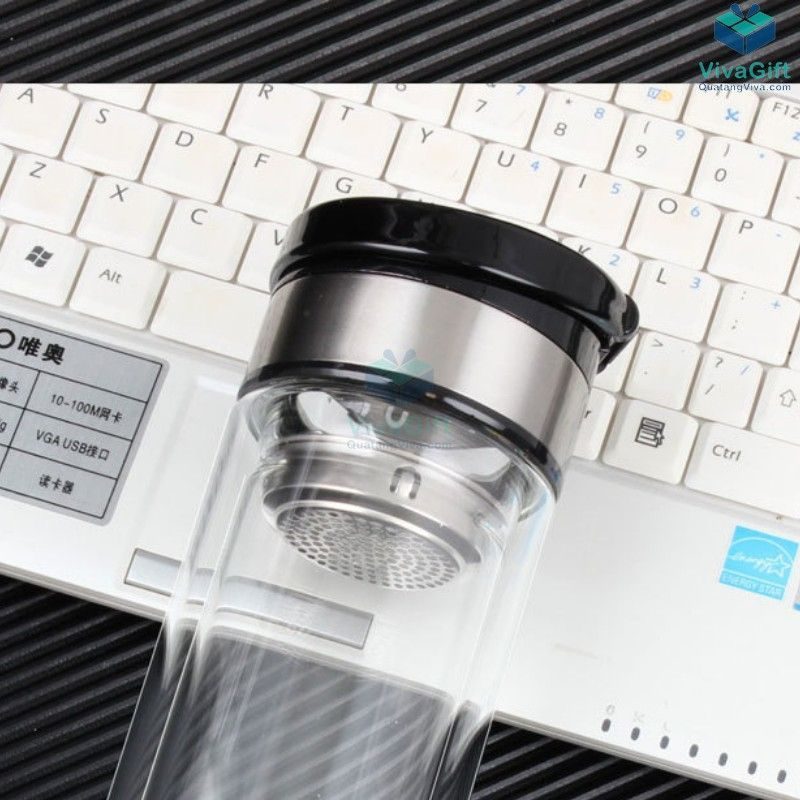 Bình Nước Thuỷ Tinh 2 Lớp Giữ Nhiệt 320ml Q501