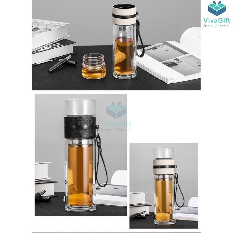 Bình Nước Thuỷ Tinh Pha Trà Có Lõi Lọc Trà 350ml Q298 thiết kế theo yêu cầu
