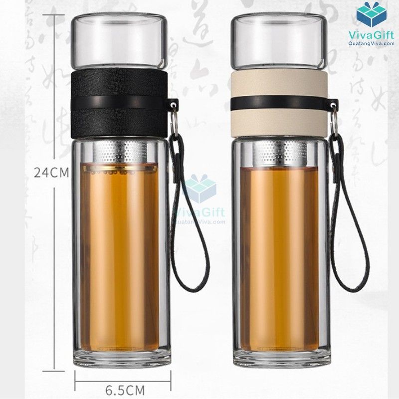 Bình Nước Thuỷ Tinh Pha Trà Có Lõi Lọc Trà 350ml Q298