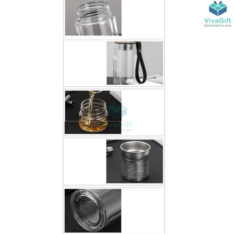 Bình Nước Thuỷ Tinh Pha Trà Có Lõi Lọc Trà 350ml Q298 làm quà tặng