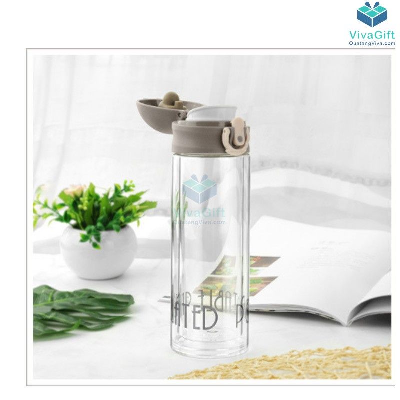 Bình Nước Thuỷ Tinh Nắp Bật 330ml Q094 làm quà tặng