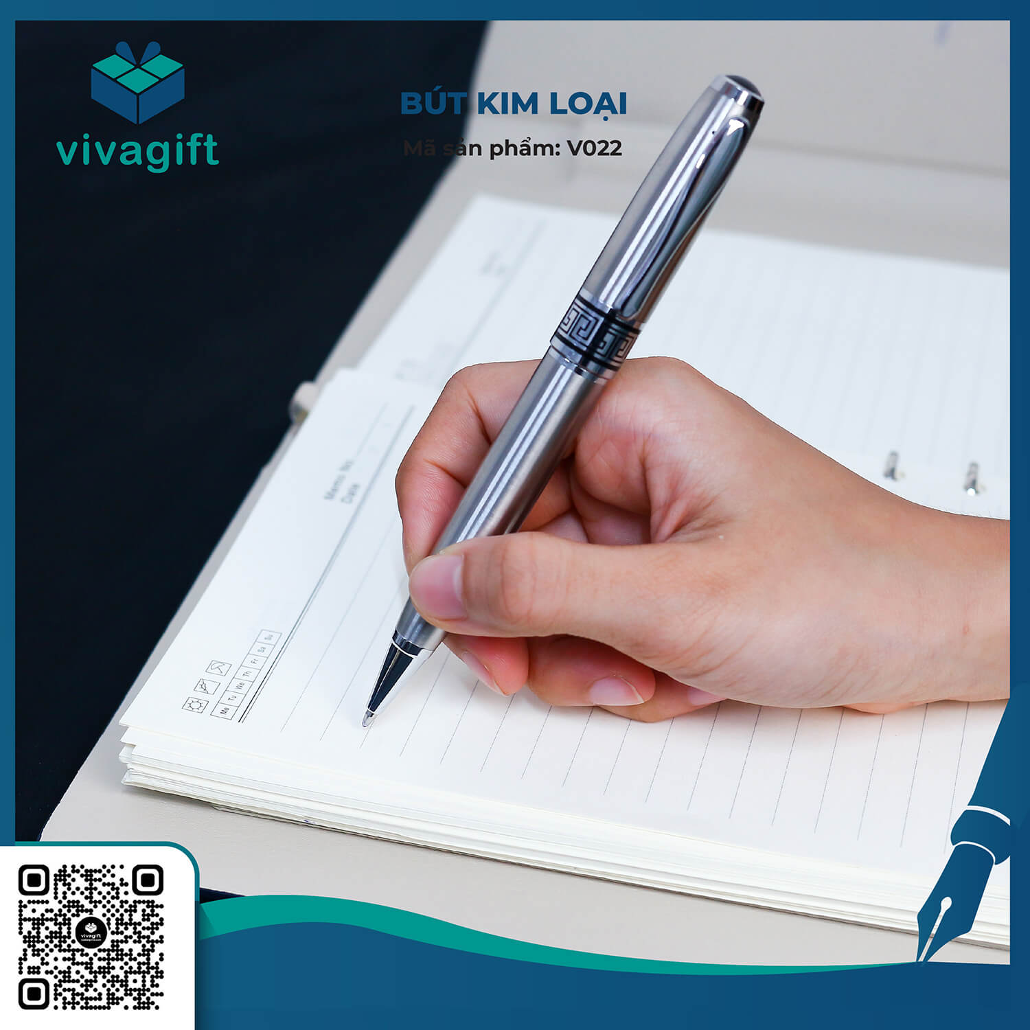 Bút Kim Loại Xoay Khắc Tên V022 Làm Quà Tặng - Quà Tặng Viva