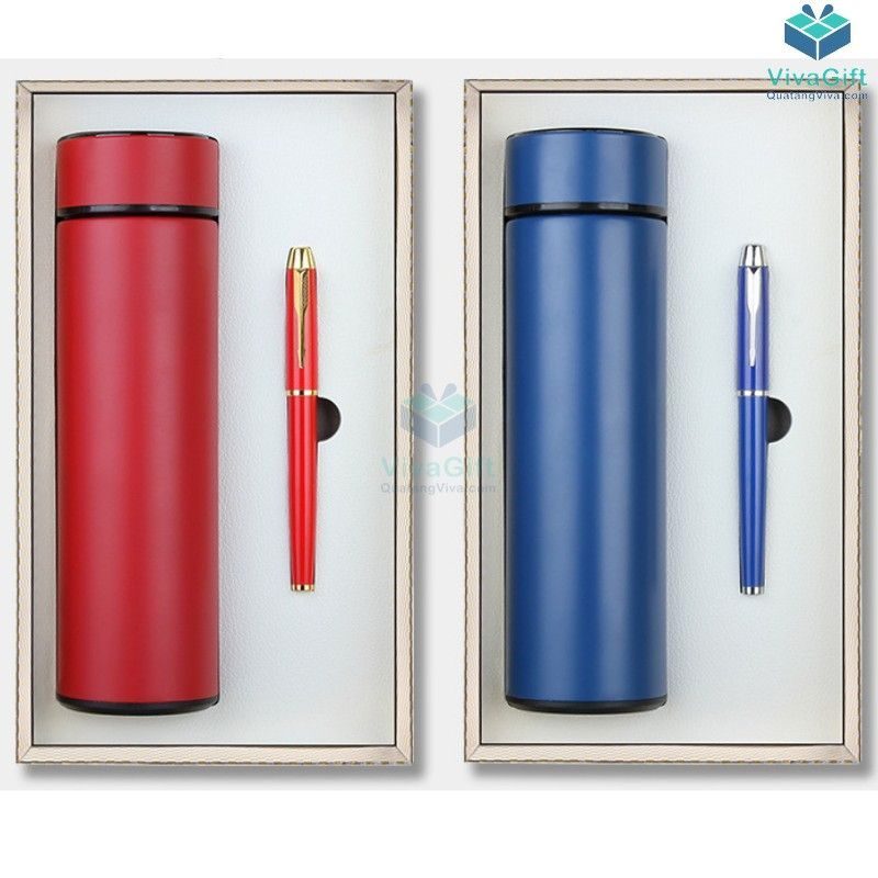 Set Quà Tặng Bình Giữ Nhiệt Và Bút Ghi Chép S012 in logo công ty