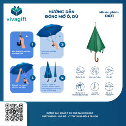 Dù Cầm Tay Cán Gỗ Cong Bán Kính 60cm D031 – Quà Tặng Viva