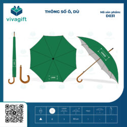 Dù Cầm Tay Cán Gỗ Cong Bán Kính 60cm D031 – Quà Tặng Viva