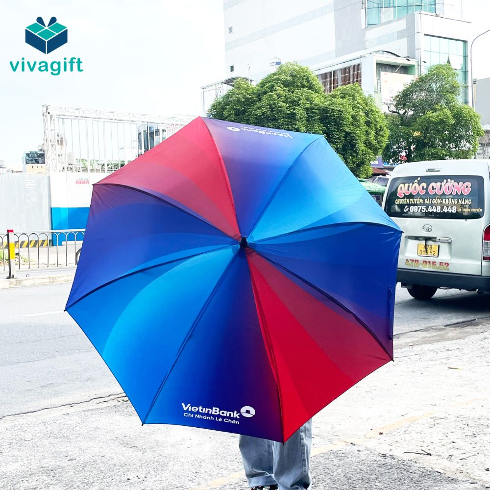 Dù Cán Thẳng - Dù Poly Cán Nhựa Bán Kính 75cm D028 - Quà tặng Viva