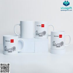Ly sứ quai C Bát Tràng LS101 in Logo – Quatangviva.com