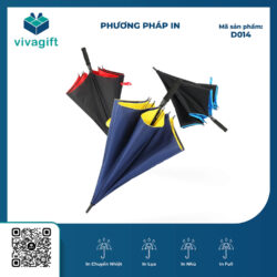 Ô Dù Cầm Tay Cán Thẳng Cán Mút 2 Lớp D014 – Quà Tặng Viva