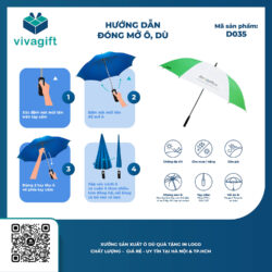 Ô Dù Cầm Tay Cán Thẳng Sắt Bán Kính 75cm D035 – Quà Tặng Viva