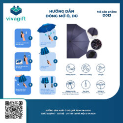 Ô Dù Cầm Tay Gấp 3 Tự Đẩy R=56cm D013 – Quà Tặng Viva
