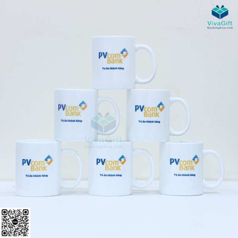 Cốc Sứ Minh Long Jasmine Trắng - 0.36L - In Logo PV Bank 1