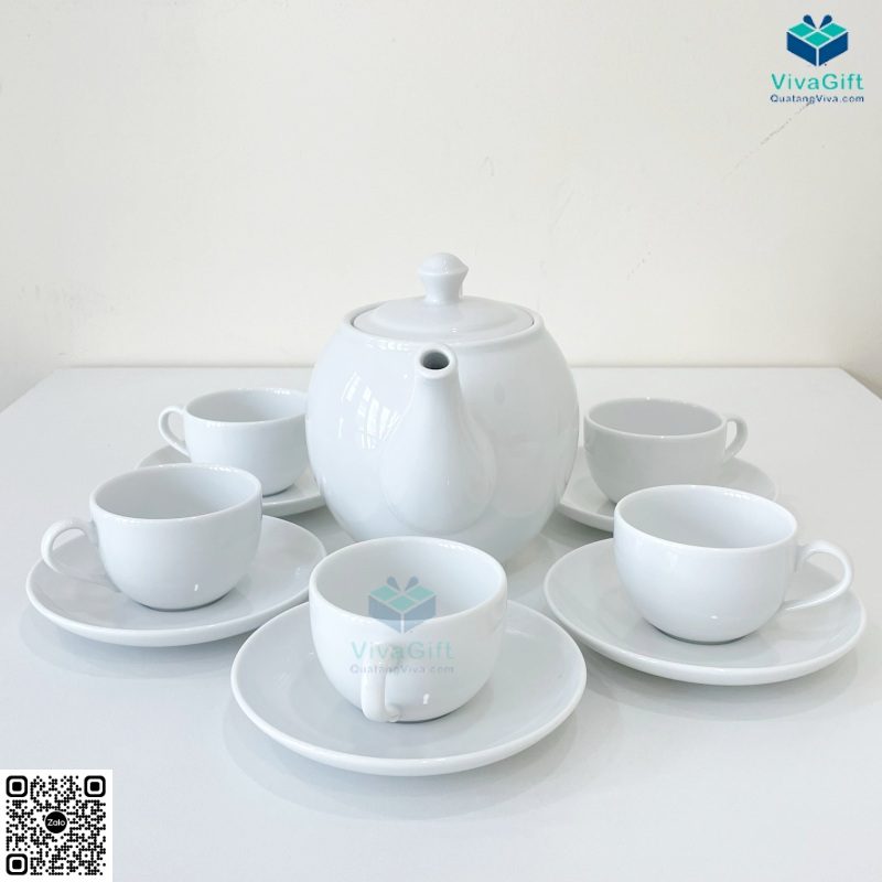 Bộ Ấm Chén Minh Long In Logo 0.8 L - Camellia - Trắng A001-01803800003 26