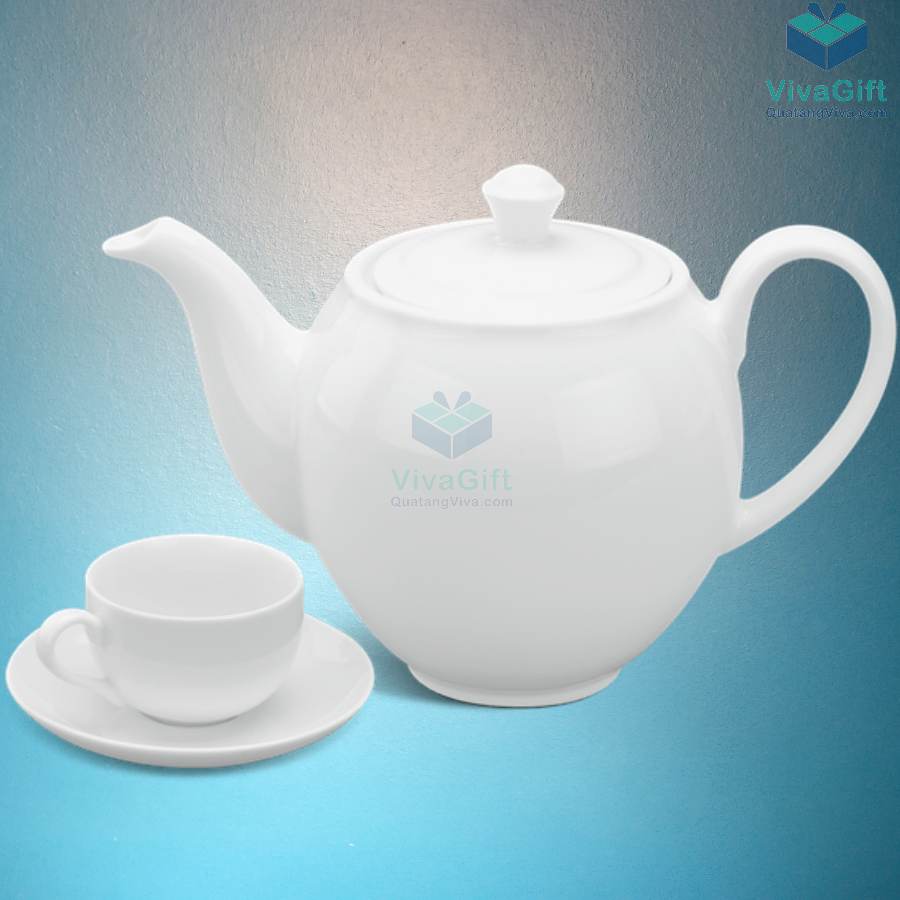 Bộ ấm chén Minh Long 1.1 L - Camellia - Trắng 8