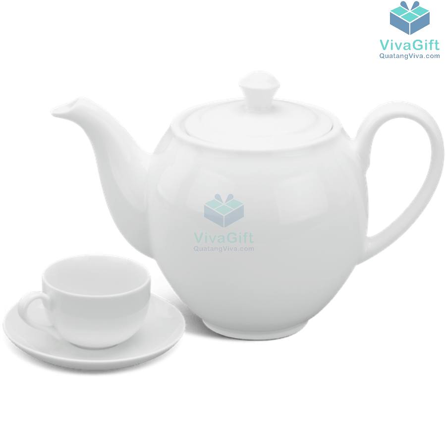Bộ ấm chén Minh Long 1.1 L - Camellia - Trắng