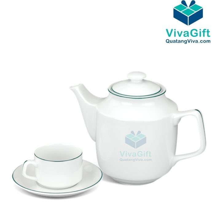 Bộ Ấm Chén Minh Long 0.7 L - Jasmine - Chỉ Xanh Lá 01071100903