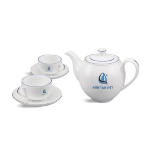 Bộ Ấm Chén Minh Long 0.8 L - Camellia - Chỉ Xanh Dương 01803802103