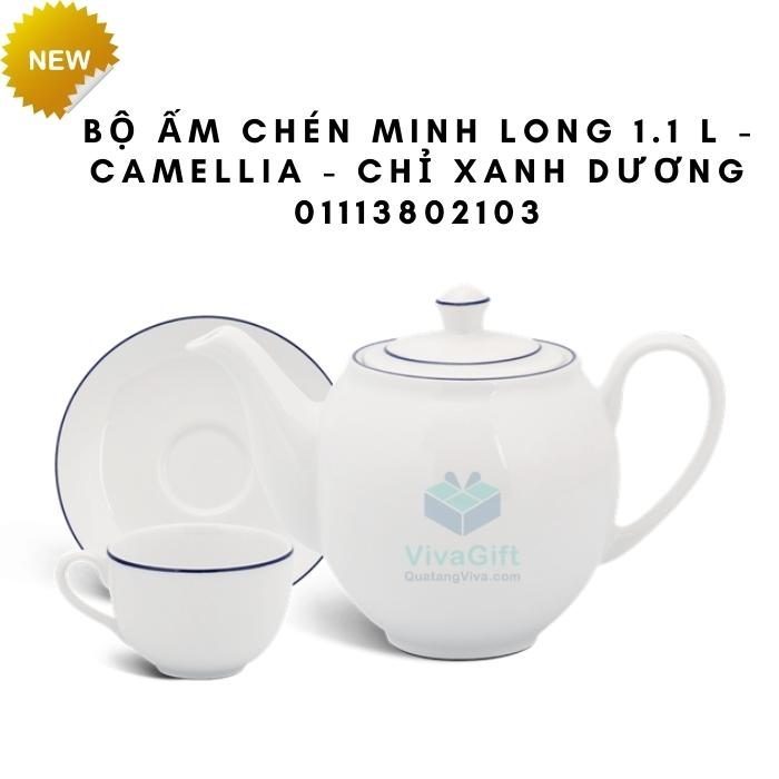 Bộ Ấm Chén Minh Long 1.1 L - Camellia - Chỉ Xanh Dương 01113802103