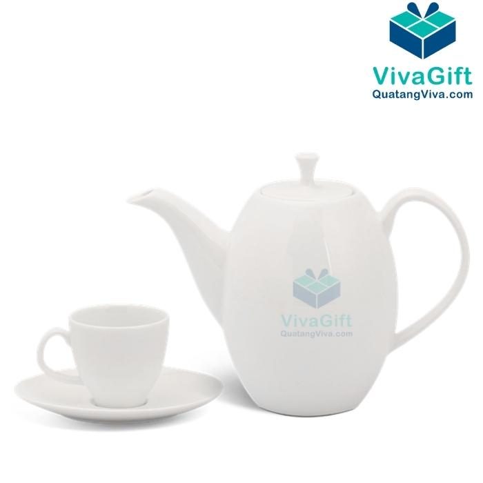 Bộ Ấm Chén Minh Long In Logo Cao 0.47 L - Anna - Trắng Ngà 68470300003