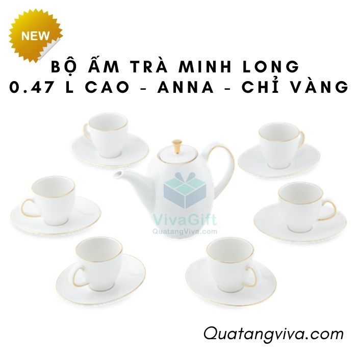 Bộ Ấm Trà Minh Long 0.47 L Cao - Anna - Chỉ Vàng 68470301403