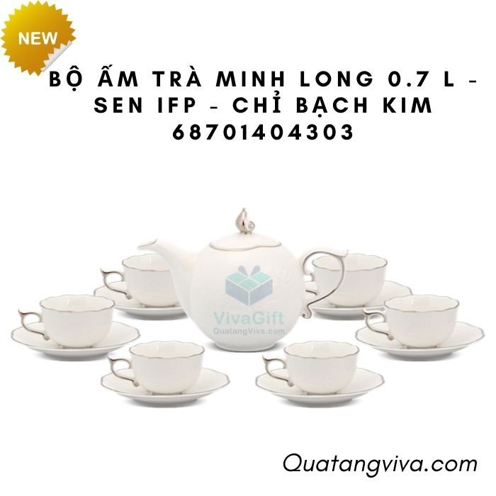 Bộ Ấm Trà Minh Long 0.7 L - Sen IFP - Chỉ Bạch Kim 68701404303