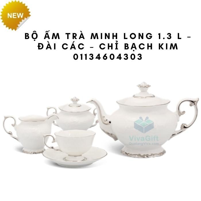 Bộ Ấm Trà Minh Long 1.3 L – Đài Các – Chỉ Bạch Kim 01134604303