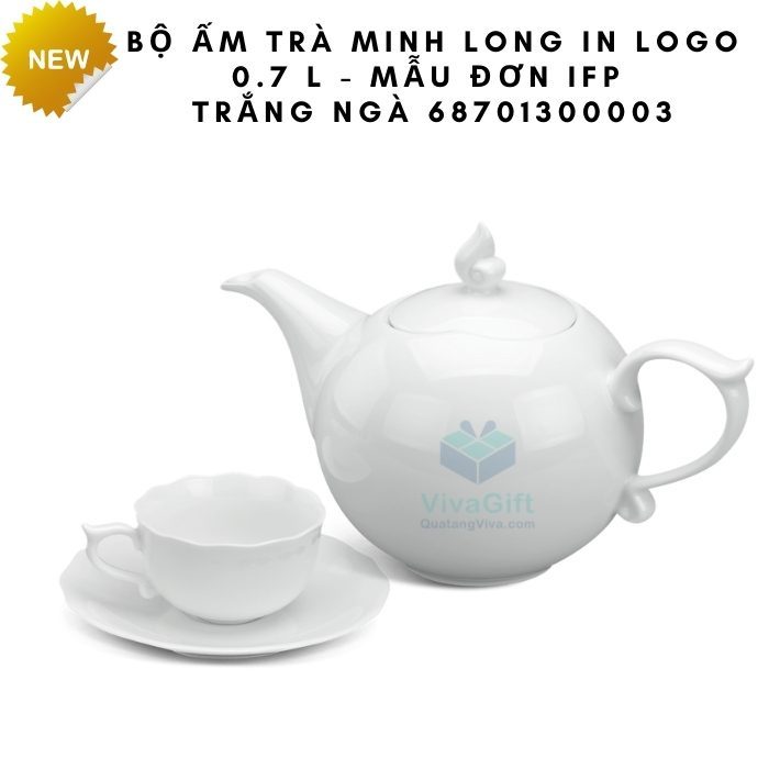 Bộ Ấm Trà Minh Long In Logo 0.7 L - Mẫu Đơn IFP - Trắng Ngà 68701300003