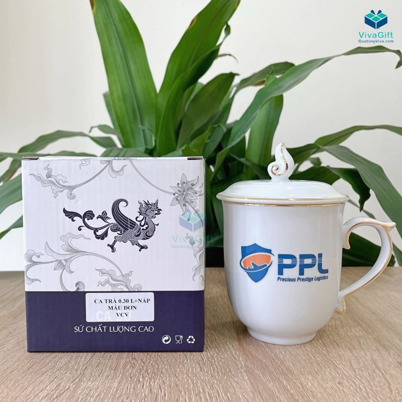Cốc Sứ Minh Long 0.30 L - Mẫu Đơn IFP - Chỉ Vàng 12