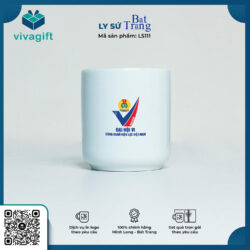 Ly Sứ Trắng Dáng Trụ In Logo Theo Yêu Cầu LS111 – Quà Tặng Viva