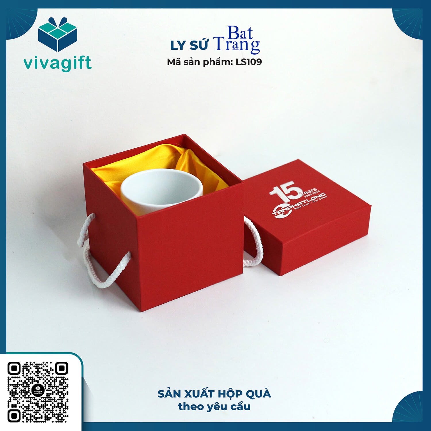Ly Sứ Trắng Quai Số 7 In Logo Theo Yêu Cầu LS109 - Quà Tặng Viva