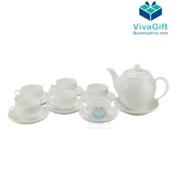 Bộ Ấm Chén Bát Tràng In Logo Quà Tặng A012 600ml