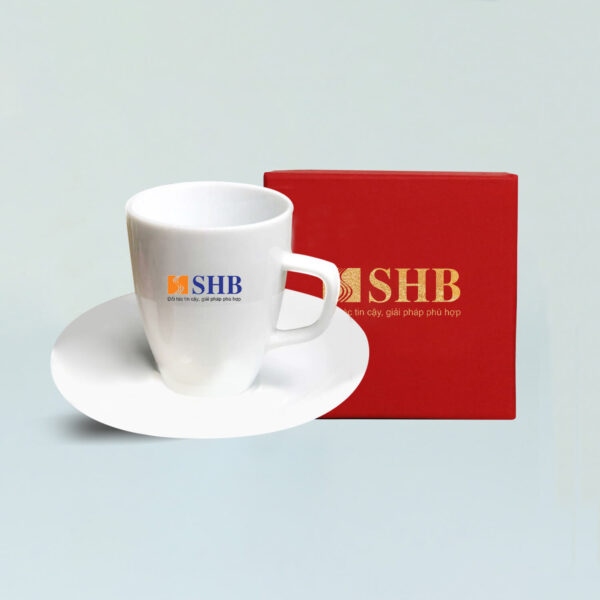 Bộ Ly Sứ Trắng Latte Dáng Đức In Logo Theo Yêu Cầu LS121