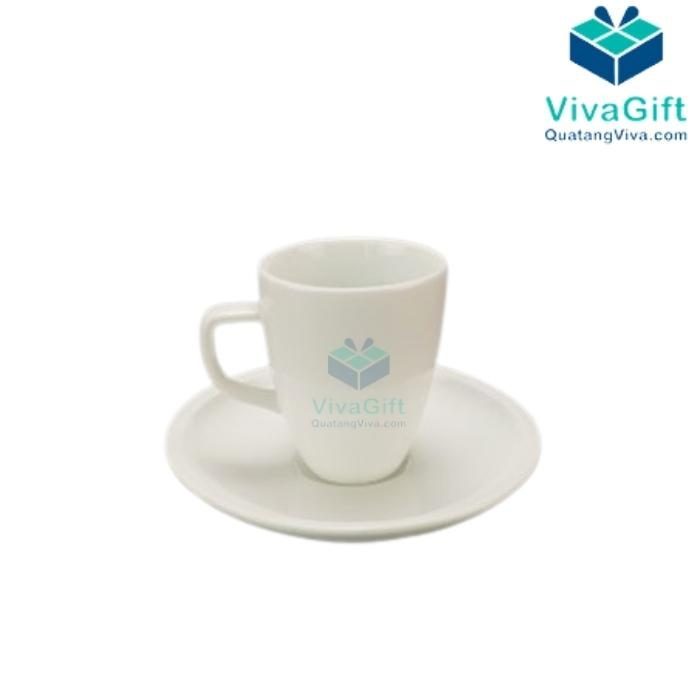 Bộ Ly Sứ Trắng Latte Dáng Đức In Logo Theo Yêu Cầu LS121