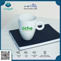 Ly Sứ Trắng Quai Tròn In Logo Theo Yêu Cầu LS128 – Quà Tặng Viva
