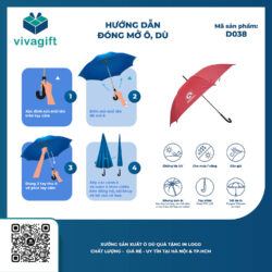 Dù Cầm Tay Cán Cong Bán Kính 60cm Cán Nhựa D038 – Quà Tặng Viva